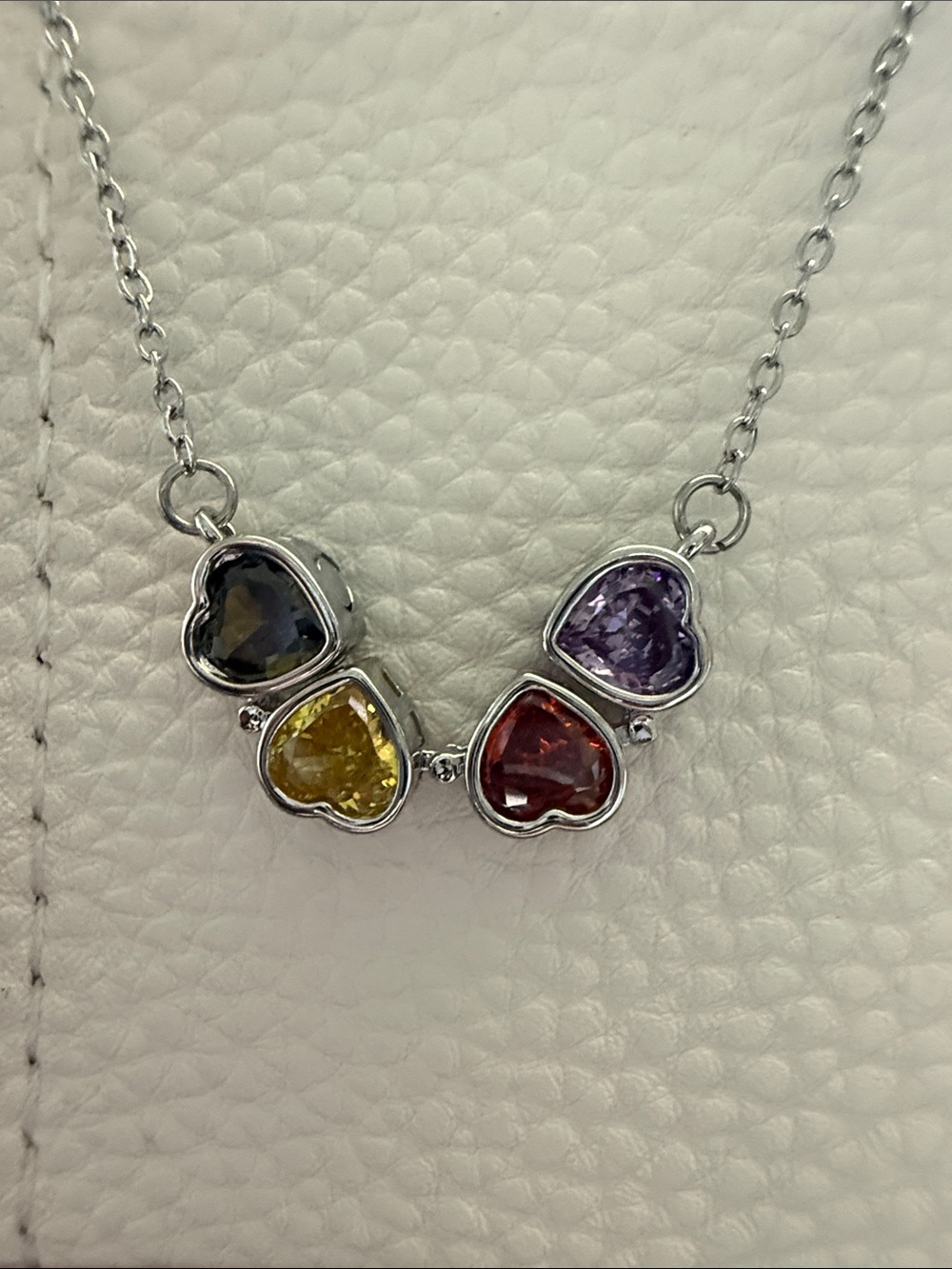 Multicolor Heart Gem Clover Pendant Necklace - Multi Functional Pendant - Picture 3 of 9